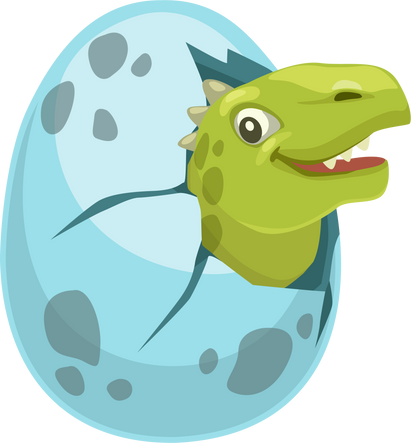 Cartoon Dinosaur Egg and Green Dino Character